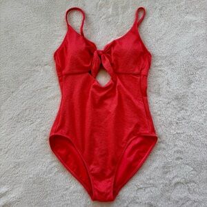 Shade & Shore Coral Knot Front One Piece Padded Swimsuit